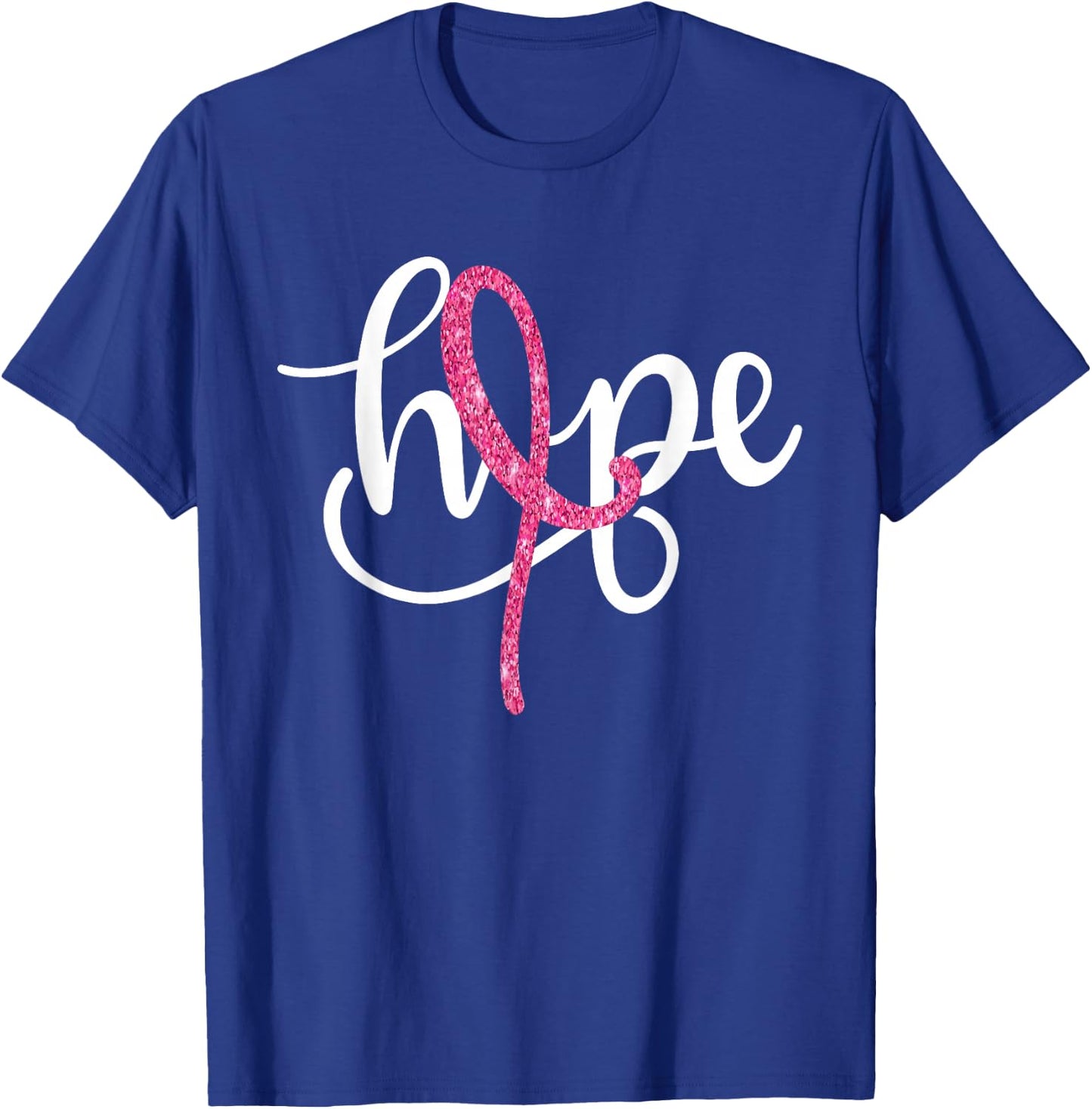 Hope Pink Ribbon Breast Cancer Awareness Support Women Girls T-Shirt - T-Shirt | Royal