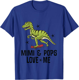 Kids Mimi and Pops Love Me Grandson Dinosaur T-Shirt - T-Shirt | Royal
