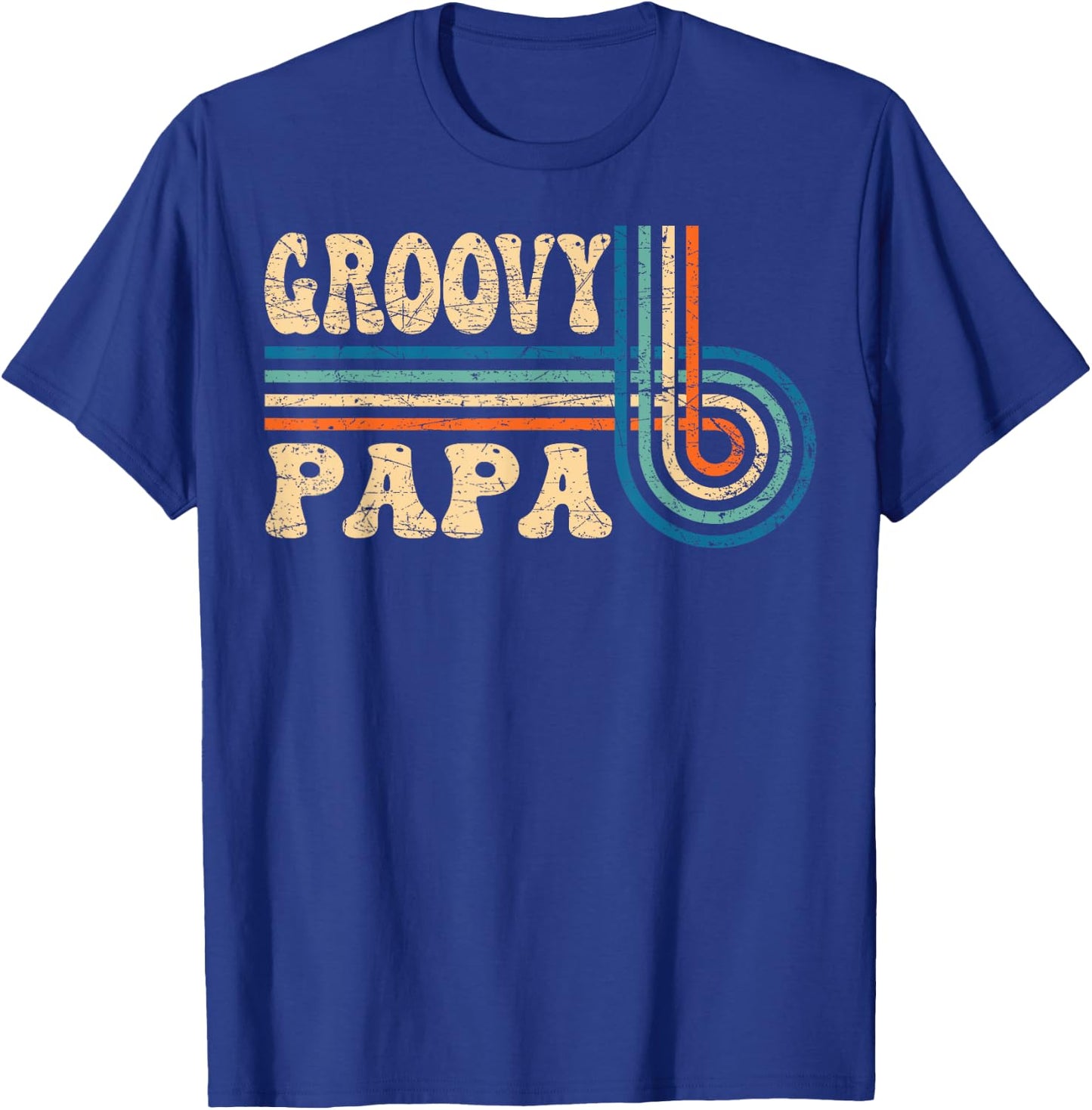 Groovy Papa 70s Aesthetic Nostalgia 1970's Retro Groovy Dad T-Shirt - T-Shirt | Royal