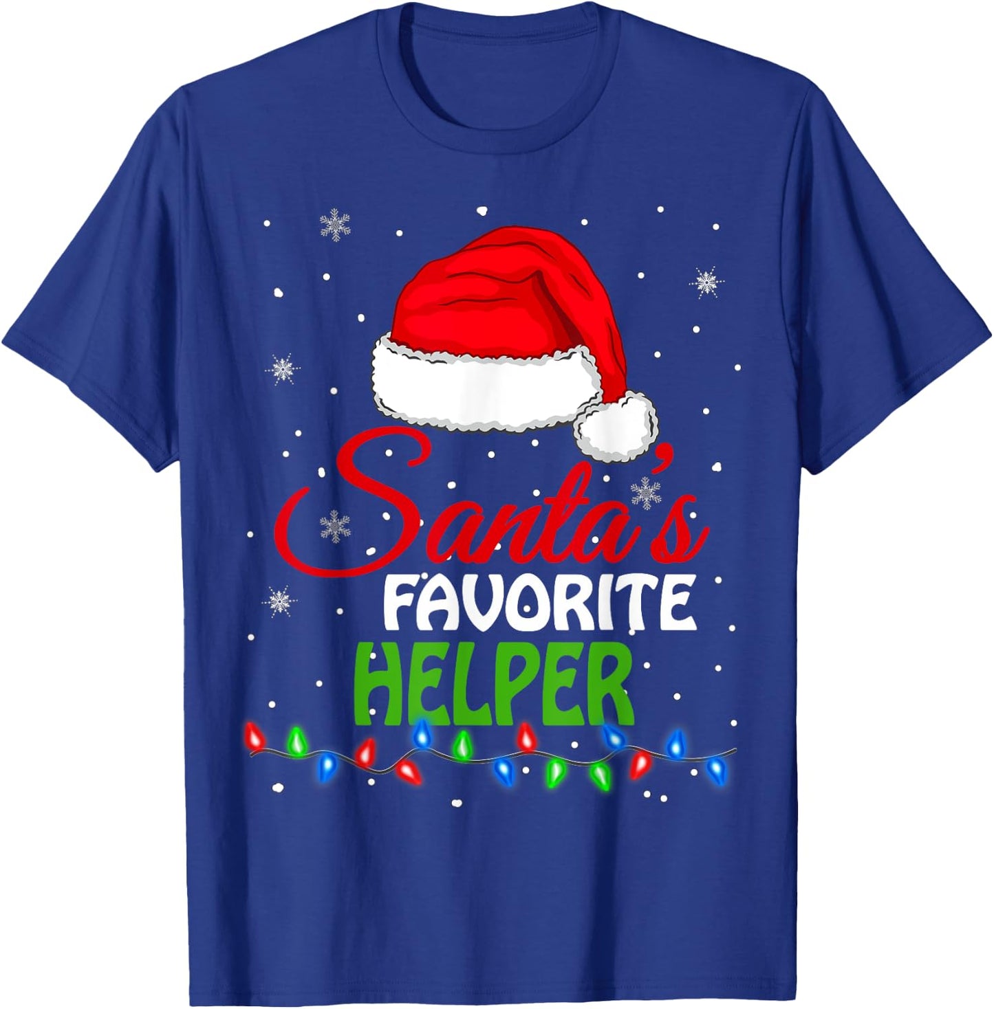 Santa's Favorite Helper Santa Hat Lights. Funny Christmas T-Shirt - T-Shirt | Royal