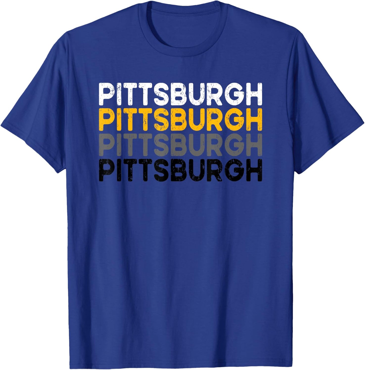 Pittsburgh 412 Pride Love Yinzer Faded PA Letters PGH T-Shirt - T-Shirt | Royal