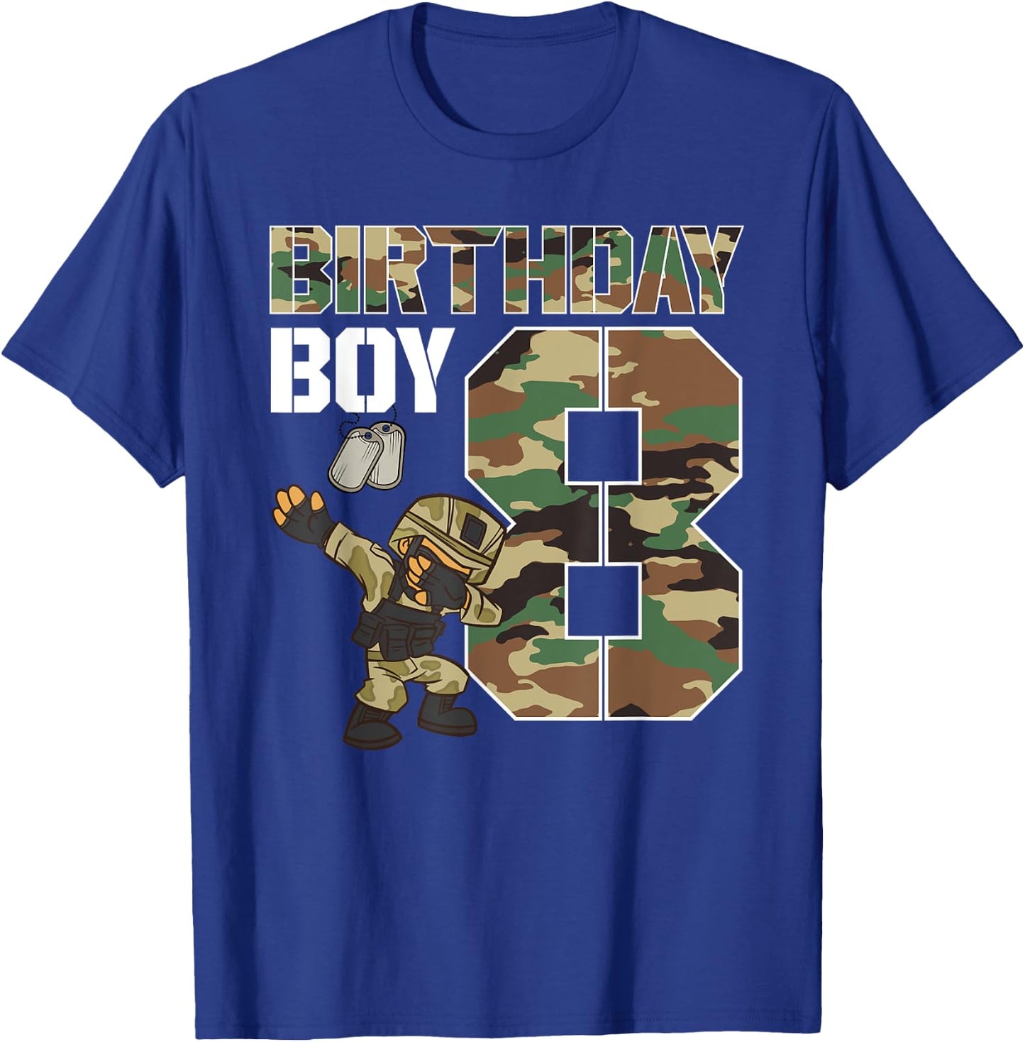 8 Year Old Boy Military Army 8th Birthday Boy T-Shirt - T-Shirt | Royal