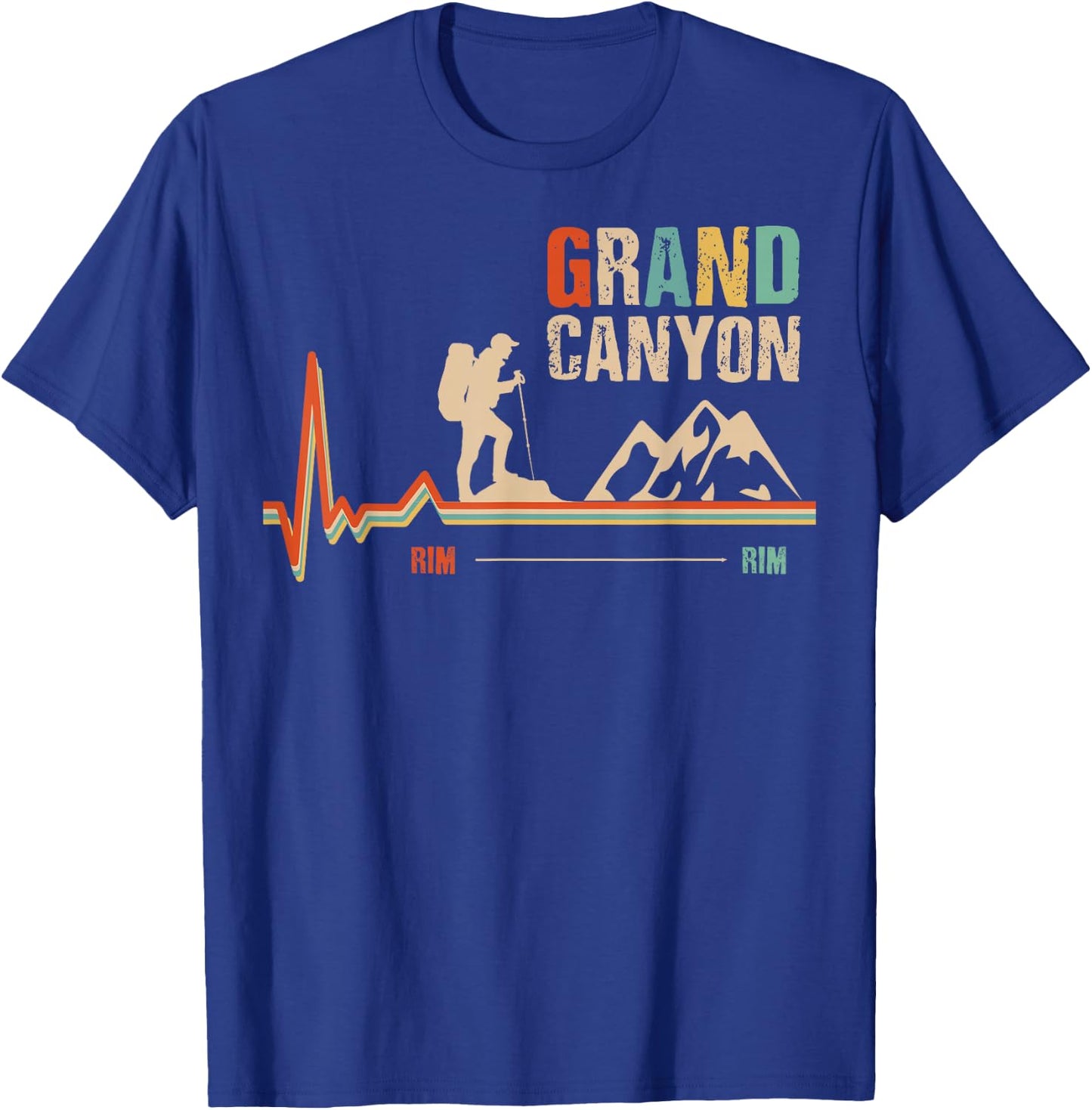 Grand Canyon National Park - Rim - Rim - Retro Hiking T-Shirt - T-Shirt | Royal