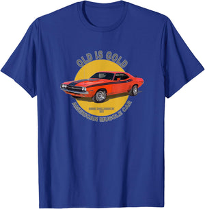 Challenger RT American Muscle Car 60s 70s Old is Gold T-Shirt - T-Shirt | Royal