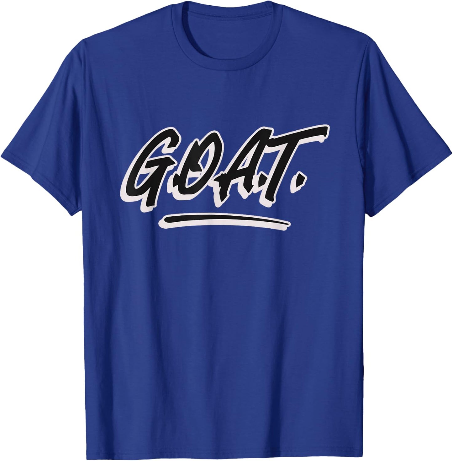 G.O.A.T. Men's Black Letter Print Modern Casual T-Shirt - T-Shirt | Royal
