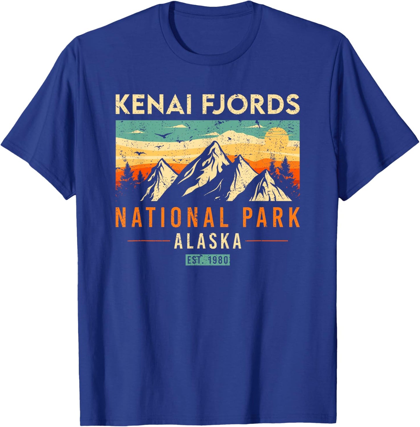 Kenai Fjords Est. 1980 Retro Alaska National Park T-Shirt - T-Shirt | Royal