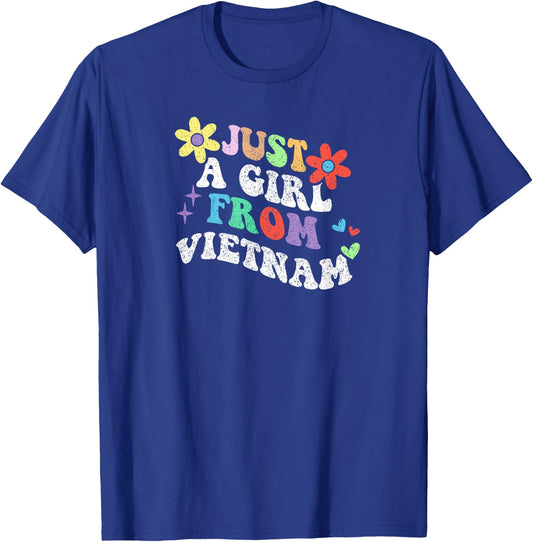 Retro Groovy Just A Girl From Vietnam Mother's Day 2023 T-Shirt - T-Shirt | Royal
