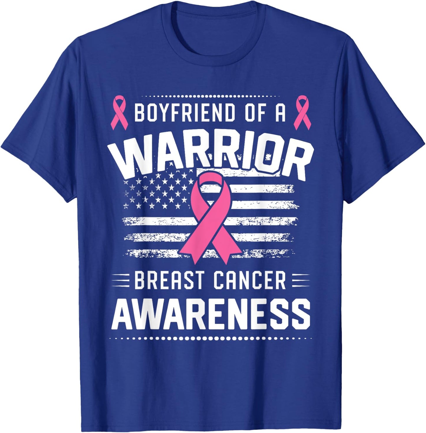 Boyfriend Of A Warrior Breast Cancer Awareness Boyfriend T-Shirt - T-Shirt | Royal
