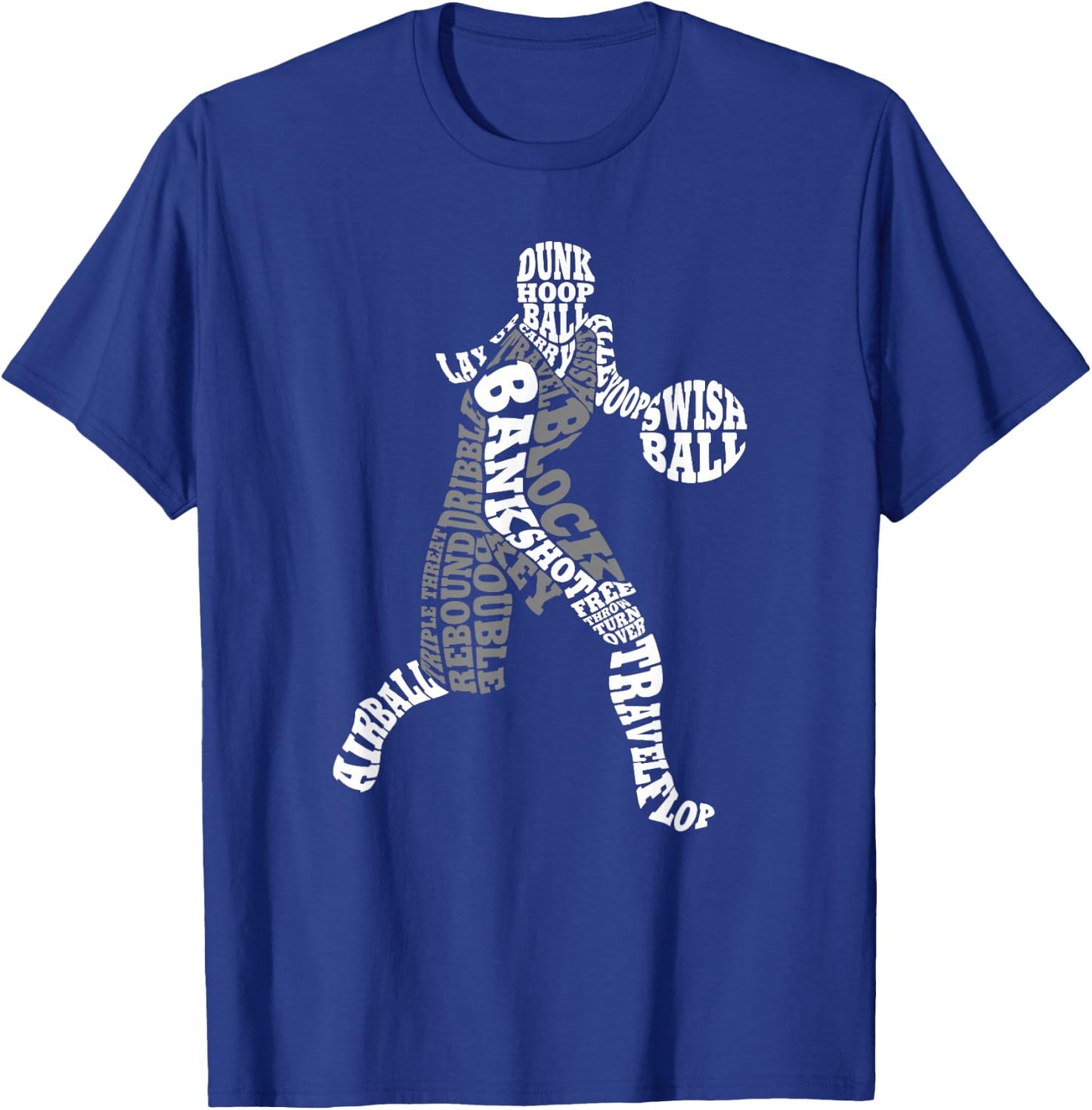 Female Basketball Player Typography Word Art T-Shirt - T-Shirt | Royal