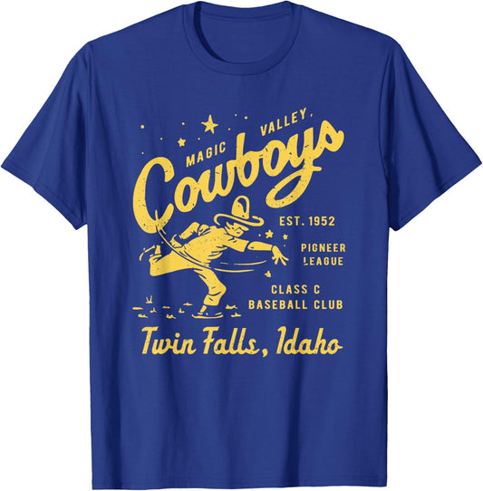 Twin Falls Magic Valley Cowboys Idaho Defunct Baseball T-Shirt - T-Shirt | Royal