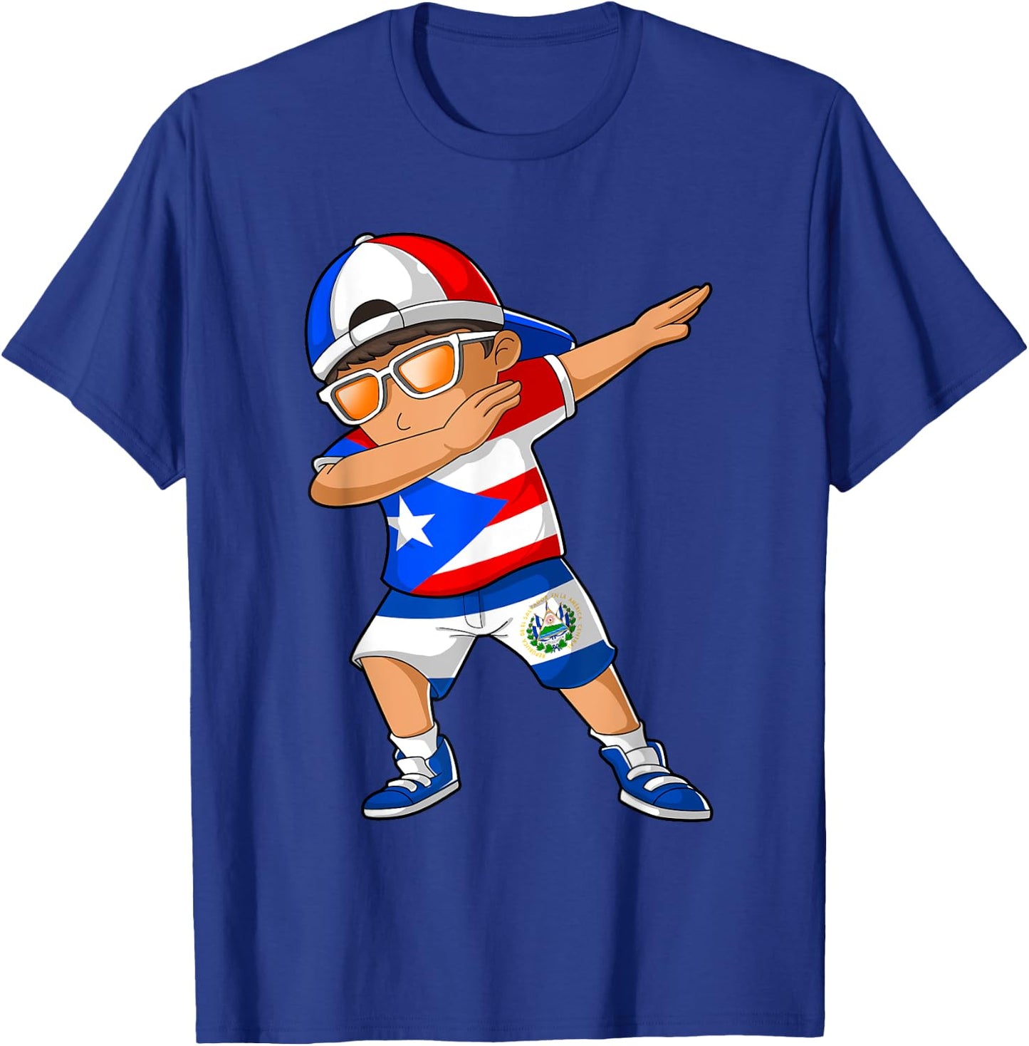 Half Puerto Rican Half Salvadoran Boy Puerto Rico Flag T-Shirt - T-Shirt | Royal