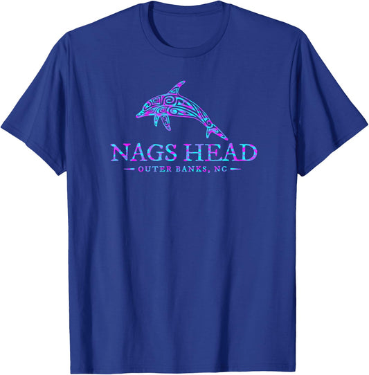 Nags Head NC Dolphin Boys Girls Retro Preppy Throwback T-Shirt - T-Shirt | Royal