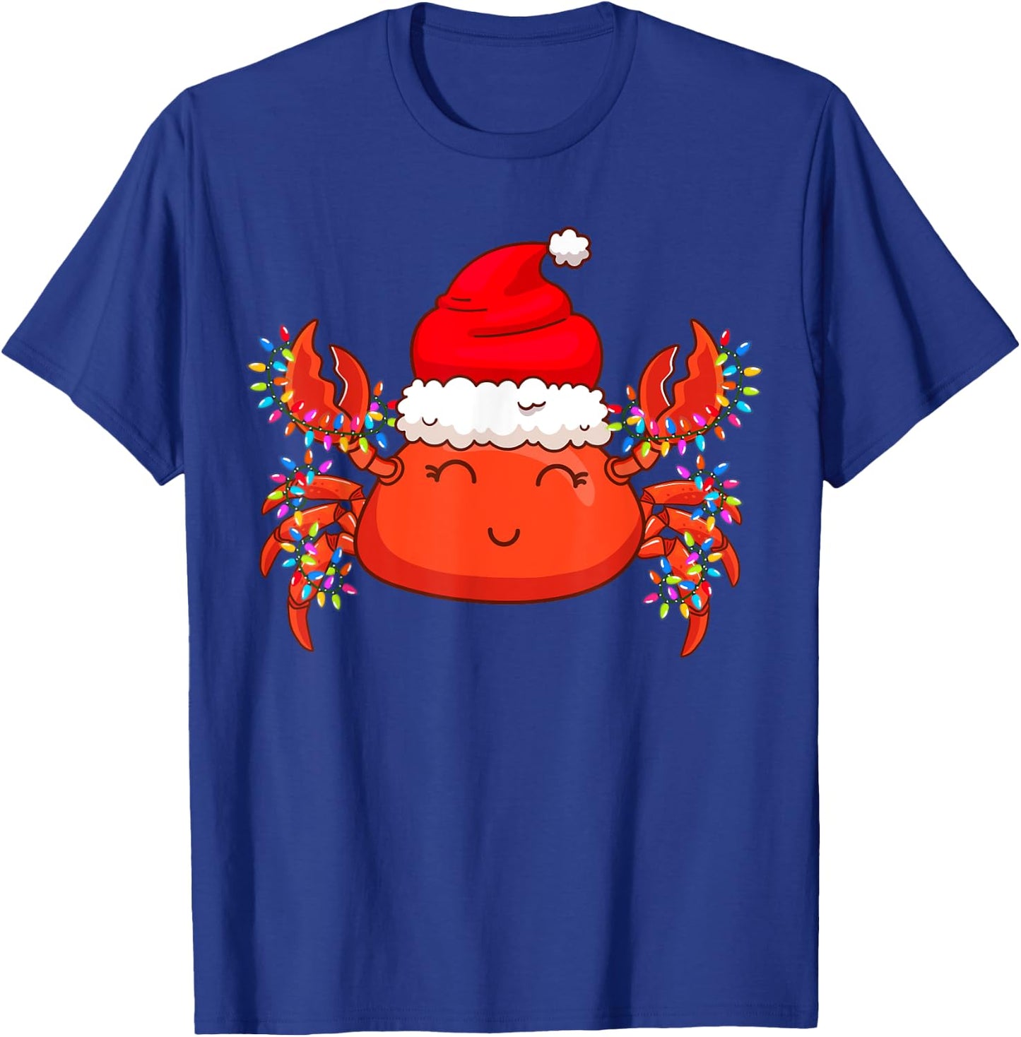 Christmas Lights Crab Wearing Xmas Hat - Cute Crab Lover T-Shirt - T-Shirt | Royal