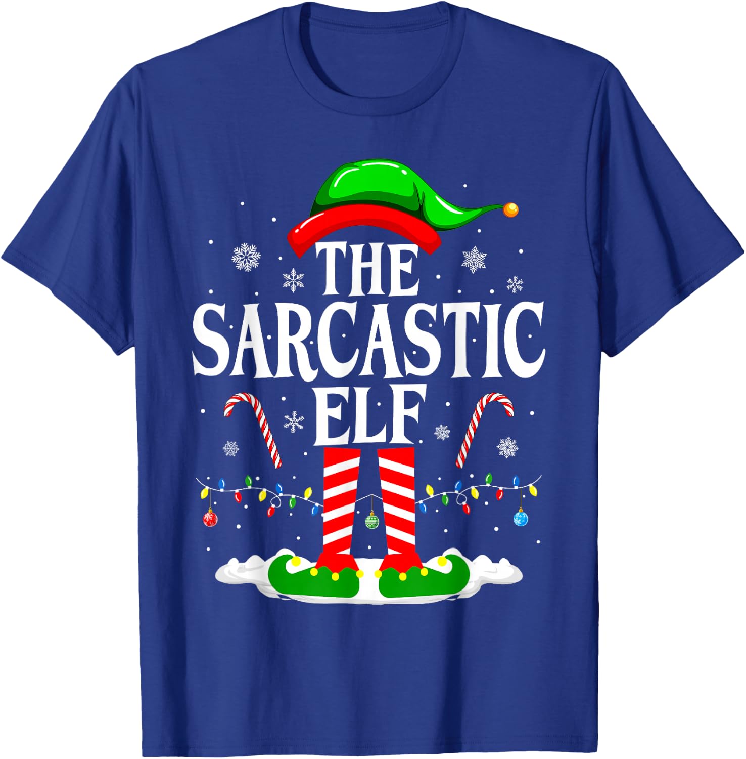 The Sarcastic Elf Xmas Funny Matching Family Group Christmas T-Shirt - T-Shirt | Royal