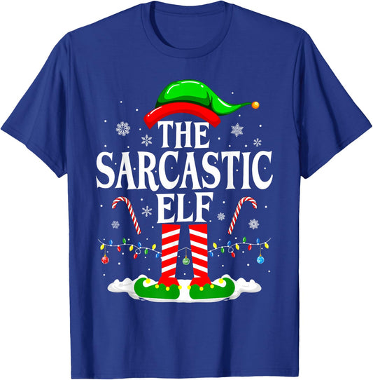 The Sarcastic Elf Xmas Funny Matching Family Group Christmas T-Shirt - T-Shirt | Royal