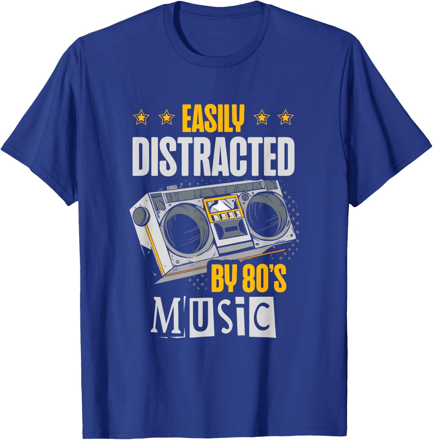 Easily Distracted By 80's Music Eighties 1980 80s Party T-Shirt - T-Shirt | Royal