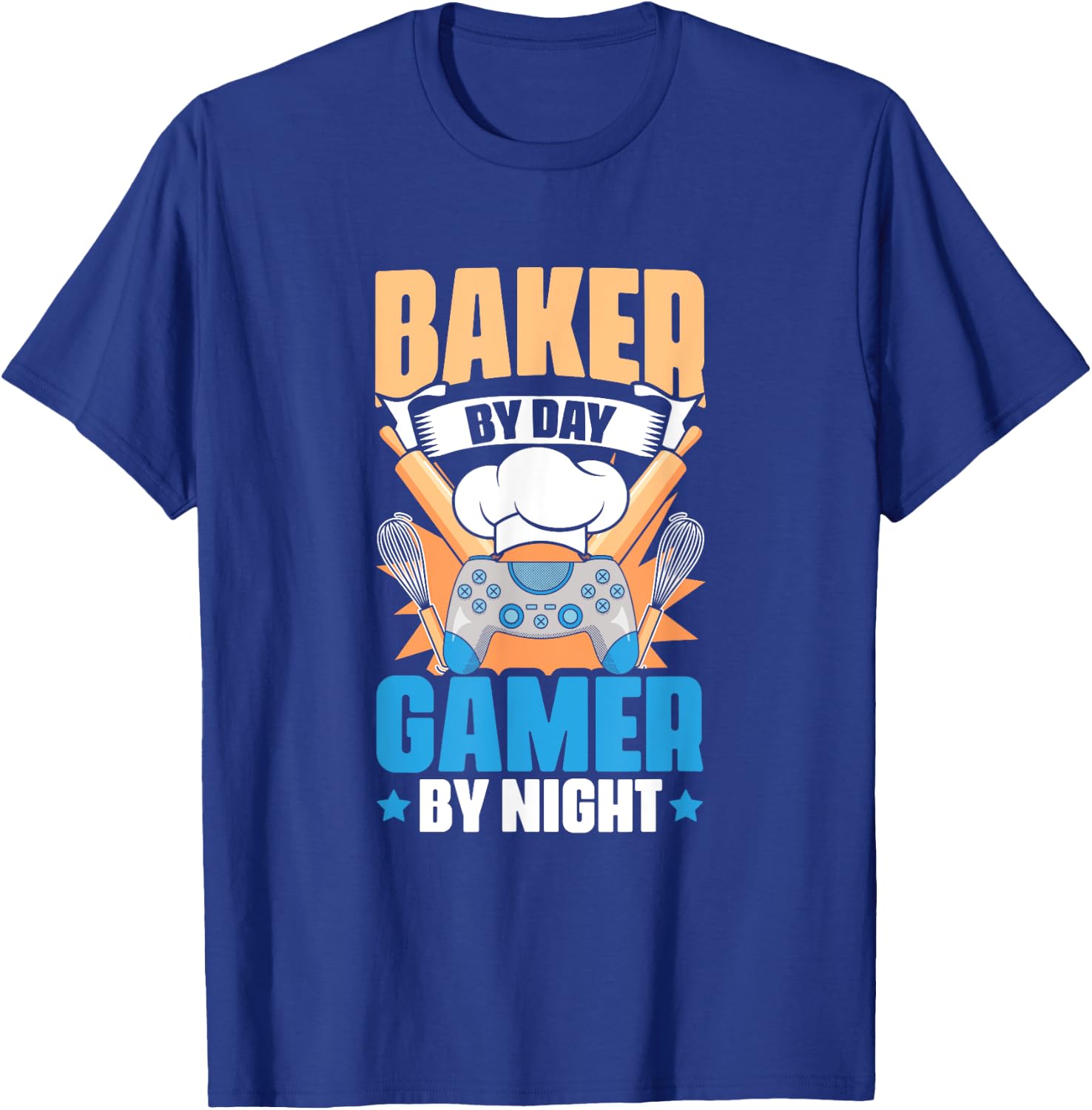 Baker Gamer Video Gaming | Bakery Pastry Baking Bread Baker T-Shirt - T-Shirt | Royal