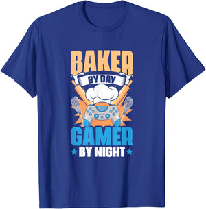 Baker Gamer Video Gaming | Bakery Pastry Baking Bread Baker T-Shirt - T-Shirt | Royal