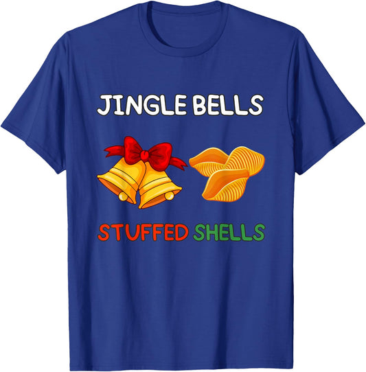 Jingle Bells Stuffed Shells Christmas Cute Funny Pasta T-Shirt - T-Shirt | Royal