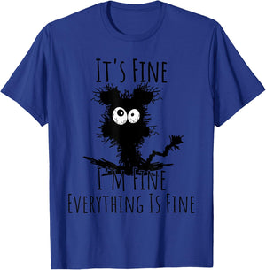 Funny I'm Fine It's Fine Everything Is Fine, Black Dog Lover T-Shirt - T-Shirt | Royal