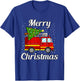 Merry Christmas Tree Firetruck Pajama Firefighter Fireman T-Shirt - T-Shirt | Royal