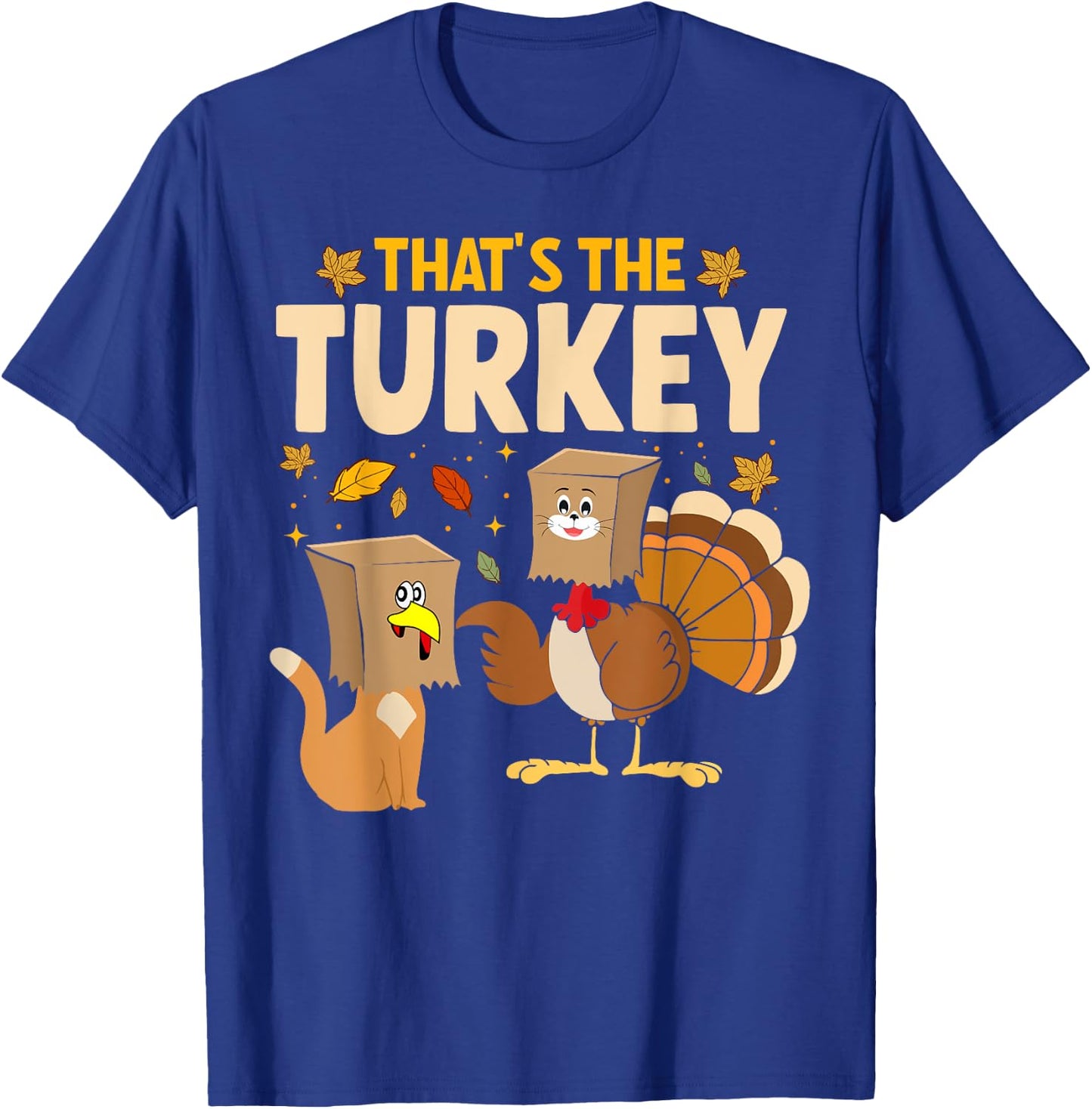 Thanksgiving Funny Fake Cat Turkey Cat Owner Holiday Women Kids T-Shirt - T-Shirt | Royal