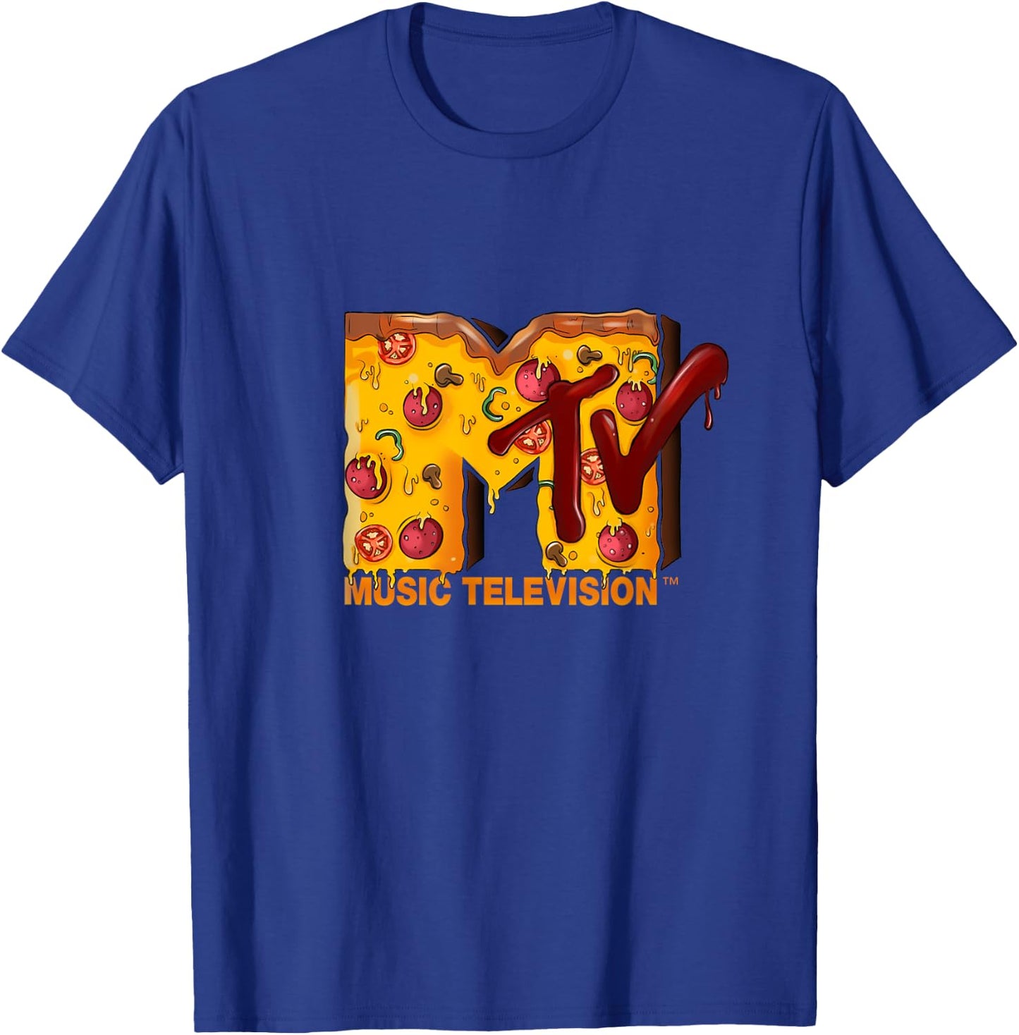 Mademark x MTV - The original MTV Logo with a Pizza for Pizzalover T-Shirt - T-Shirt | Royal