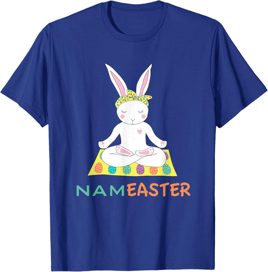 Funny Easter Bunny Doing Yoga Namaste T-Shirt - T-Shirt | Royal