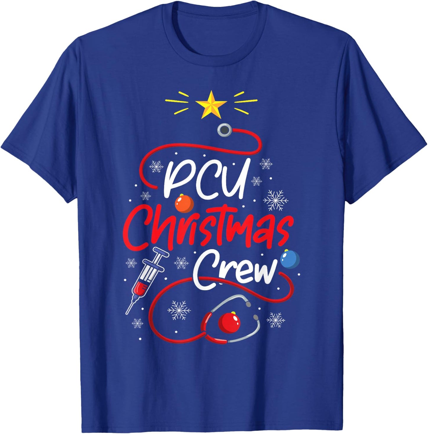 Nurse PCU Christmas Crew Nursing Christmas lights T-Shirt - T-Shirt | Royal