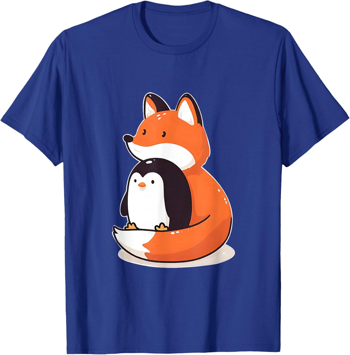 Cute Fox and Penguin Design T-Shirt - T-Shirt | Royal