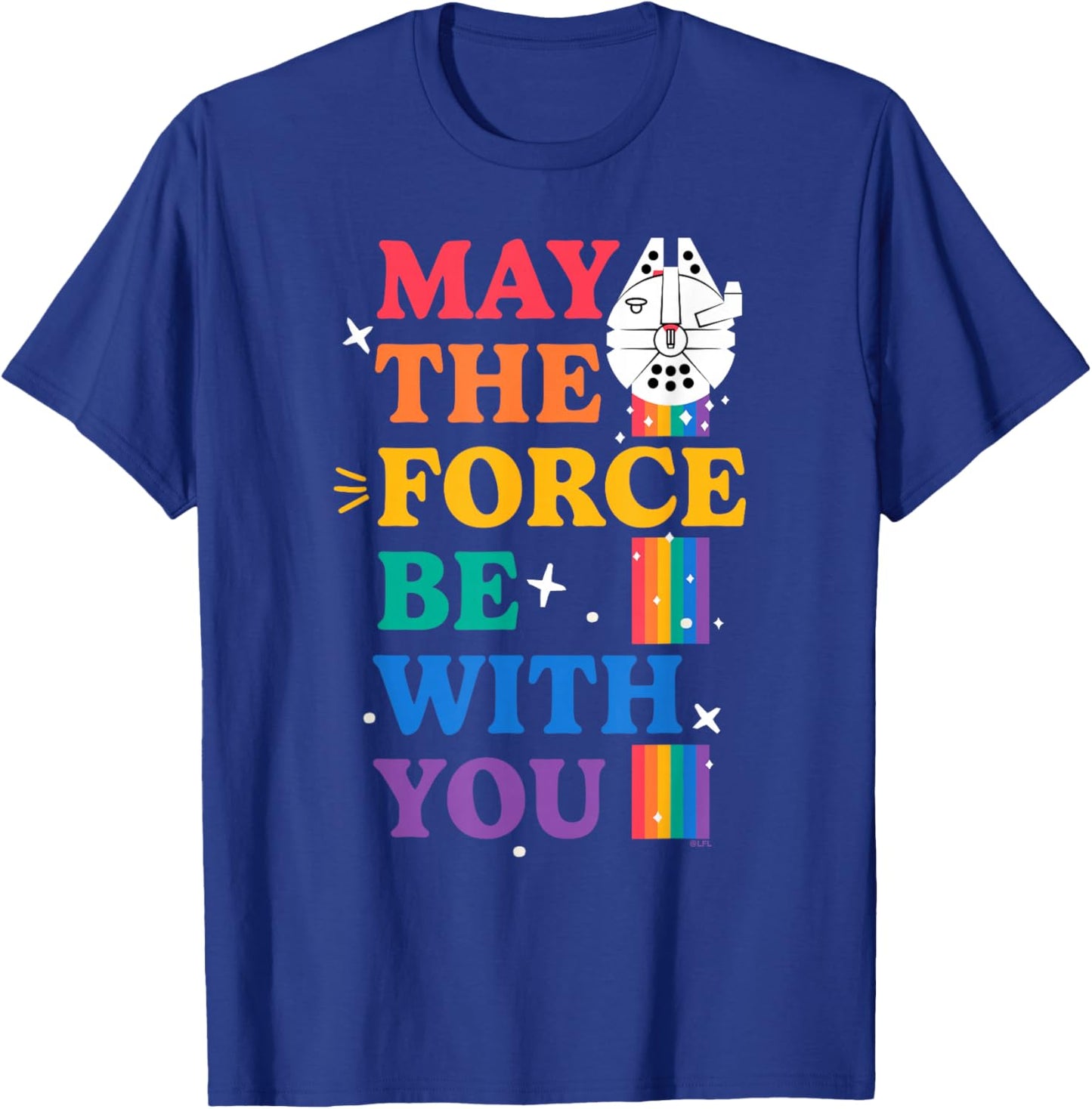 Star Wars Pride May The Force Be With You Rainbow Falcon T-Shirt - T-Shirt | Royal