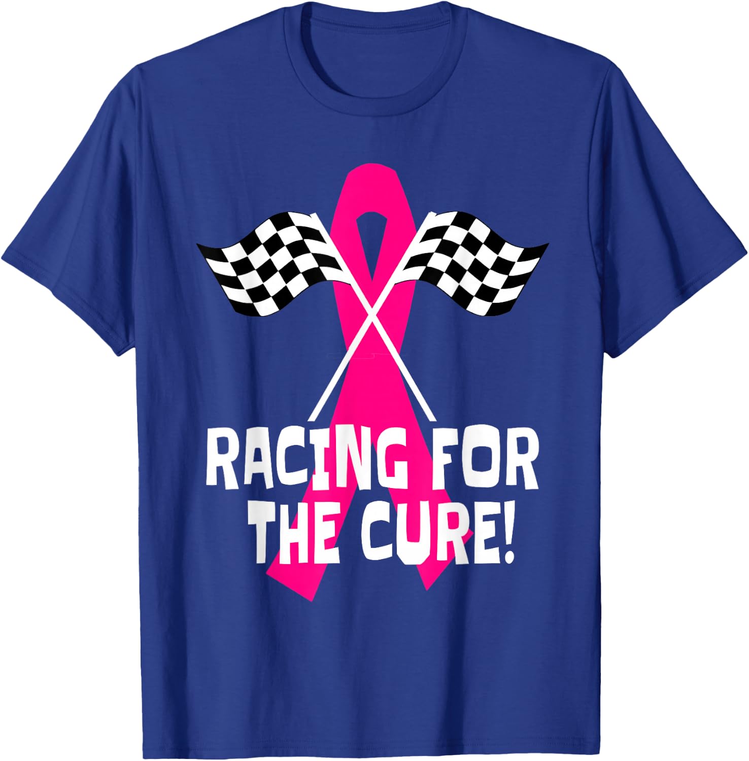 Car Races Racing For a Cure Pink Ribbon Breast Cancer T-Shirt - T-Shirt | Royal