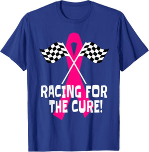 Car Races Racing For a Cure Pink Ribbon Breast Cancer T-Shirt - T-Shirt | Royal