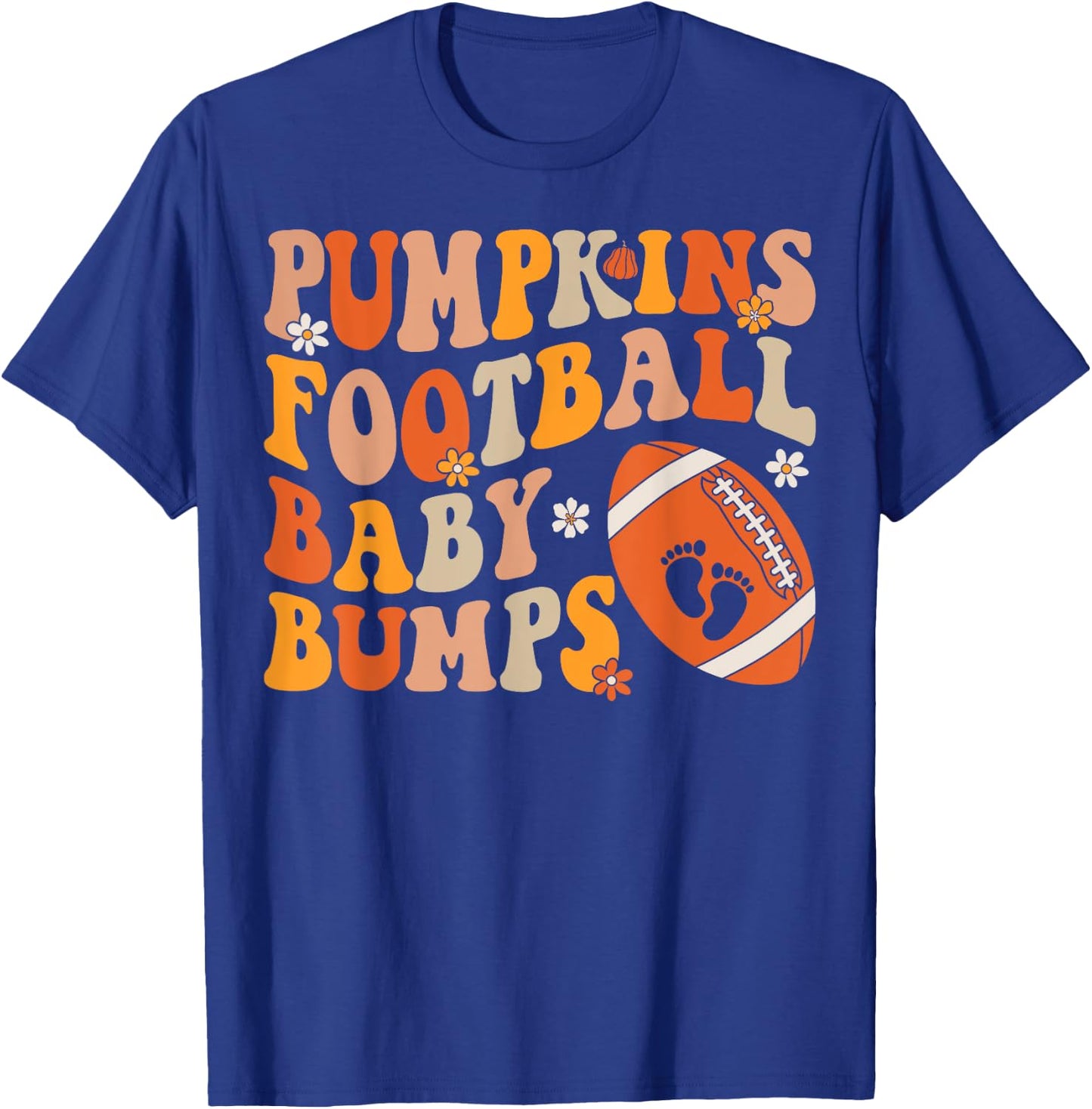 Pumpkins Football Baby Bumps Pregnancy Announcement Fall T-Shirt - T-Shirt | Royal