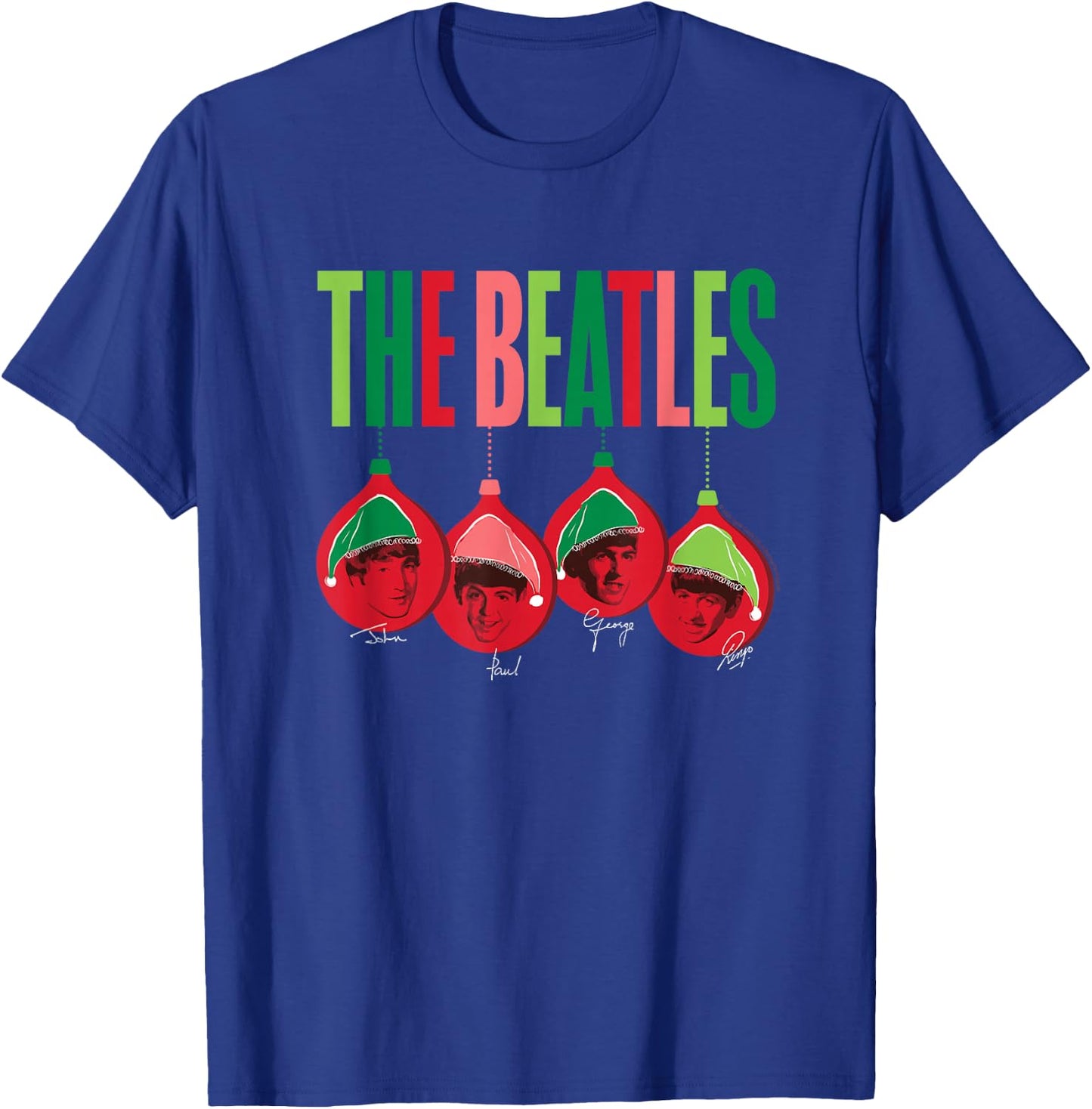 The Beatles - Christmas Santa Ornaments with Band Members T-Shirt - T-Shirt | Royal