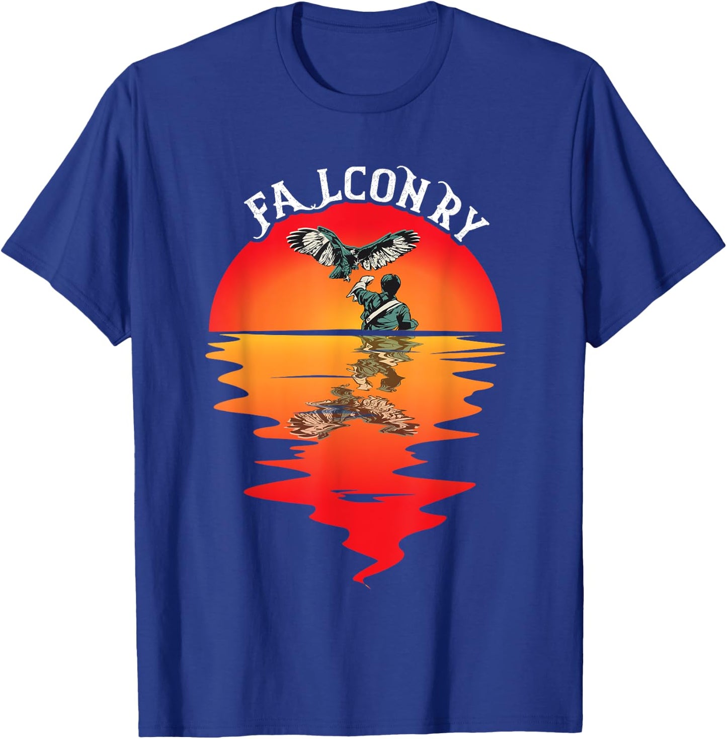 Falconry Vintage Sunset Falcon Trainer Falconer Birder T-Shirt - T-Shirt | Royal