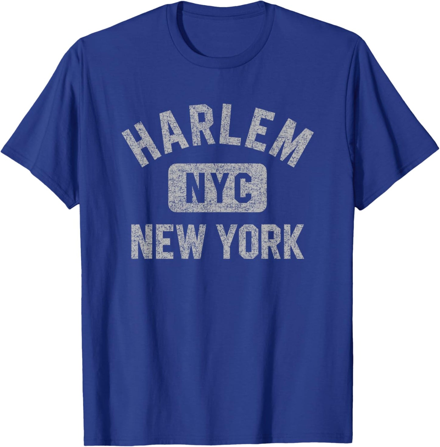 Harlem New York NYC Gym Style Distressed Gray Print T-Shirt - T-Shirt | Royal