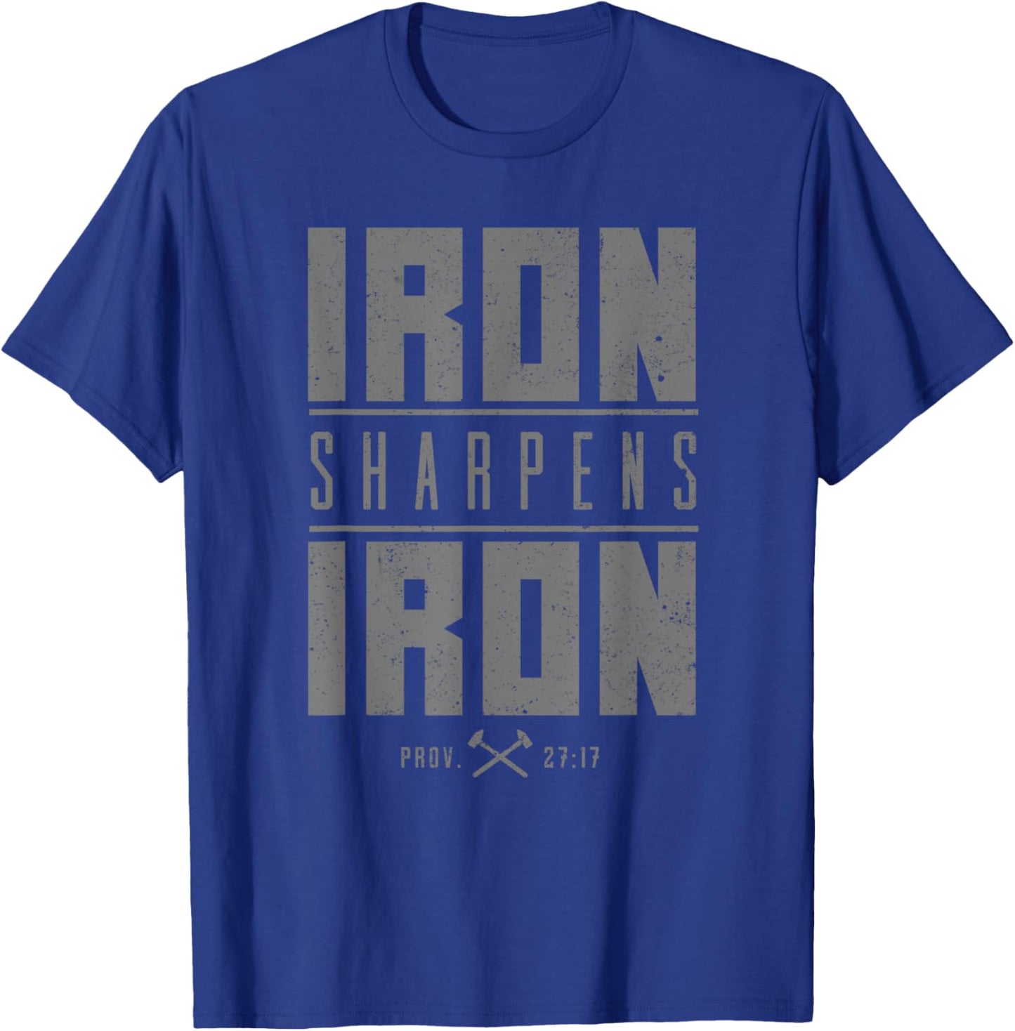 Iron Sharpens Iron Christian Men Bible Scripture Gym Workout T-Shirt - T-Shirt | Royal