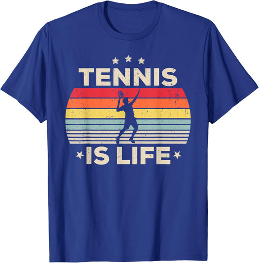 Tennis Is Life For Girls Women Men Boys Tennis Vintage T-Shirt - T-Shirt | Royal