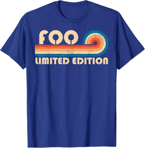 Foo Surname Retro Vintage 80s 90s Birthday Reunion T-Shirt - T-Shirt | Royal