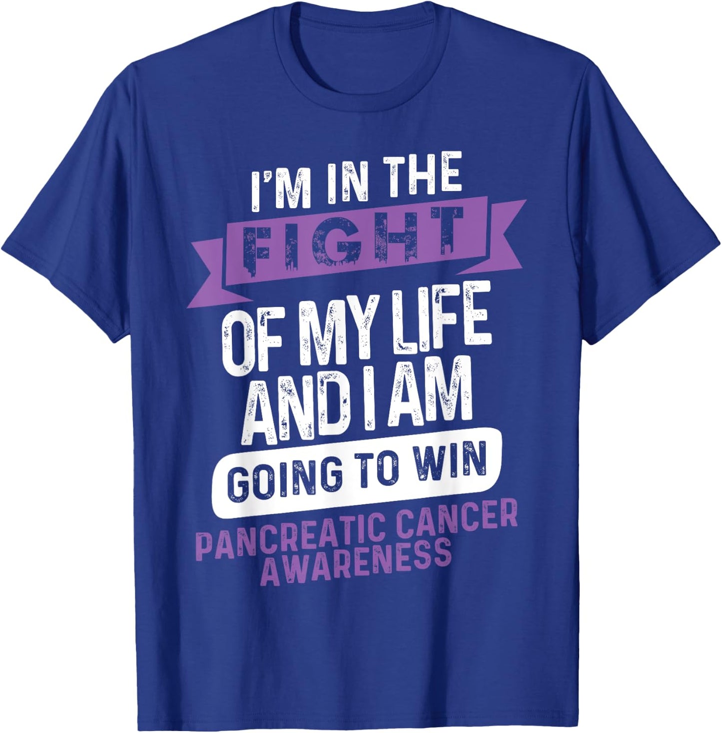 Fight to Win- Pancreatic Cancer Awareness Supporter Ribbon T-Shirt - T-Shirt | Royal