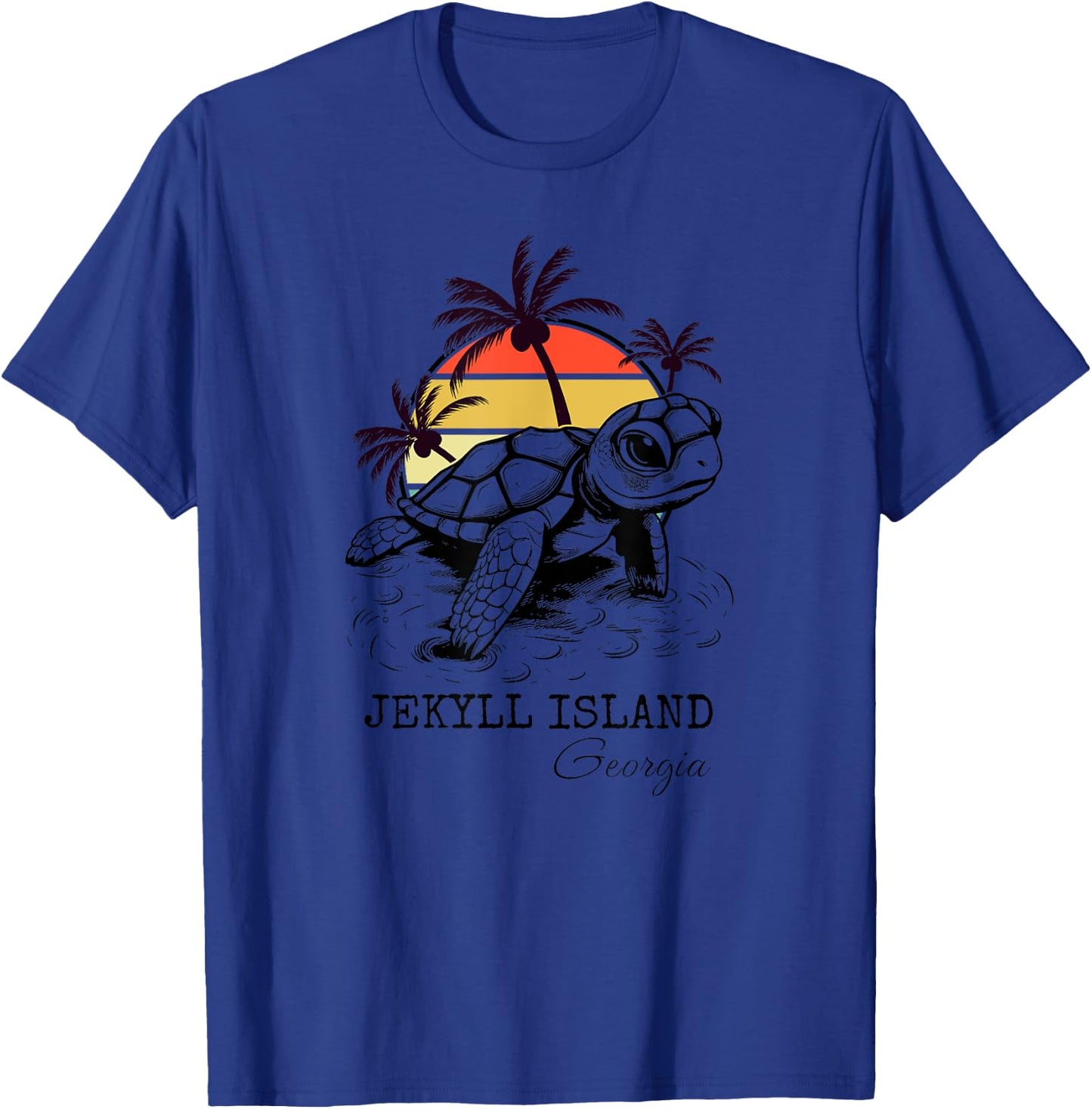 Jekyll Island Georgia Sea Turtle Preserve 70s Retro Style T-Shirt - T-Shirt | Royal