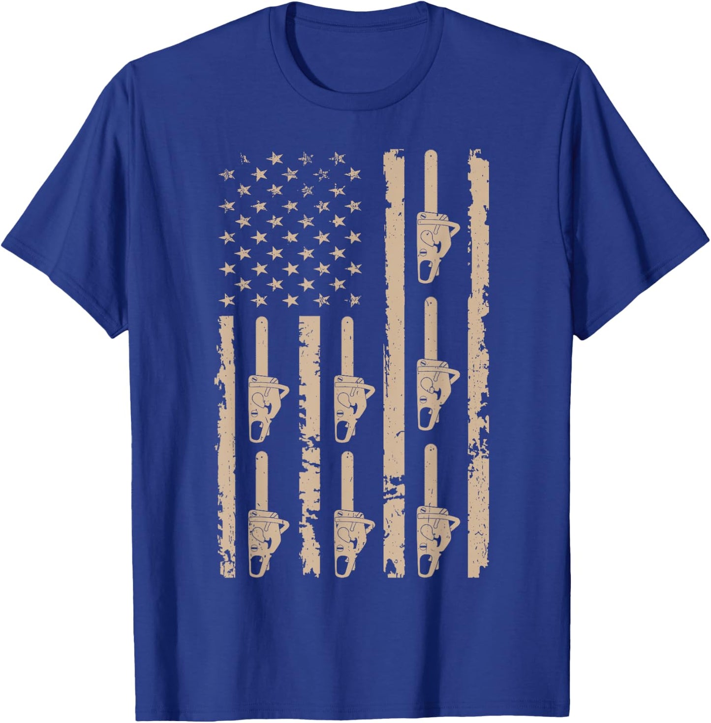 Lumberjack Chopping Woods Logger Lumber USA Flag Chainsaw Kids Men T-Shirt - T-Shirt | Royal