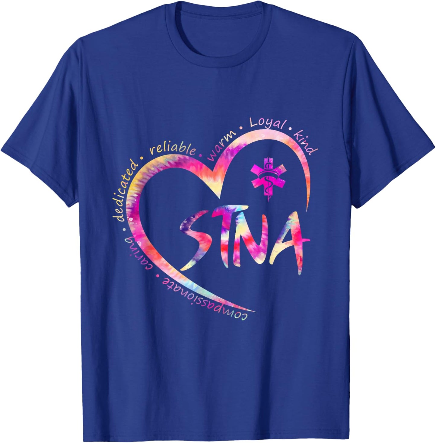 Tie Dye Nurse Stna Life Sunflowers Heart Nursing Assistant T-Shirt - T-Shirt | Royal