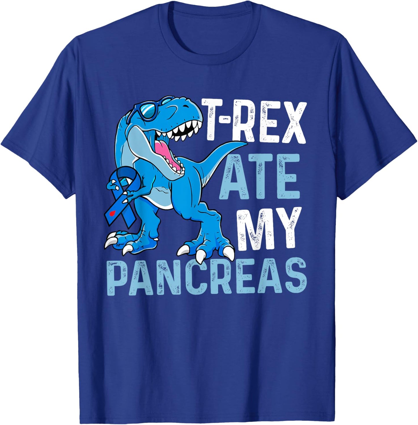 T-Rex Ate My Pancreas Funny Diabetes Awareness Boys Dinosaur T-Shirt - T-Shirt | Royal