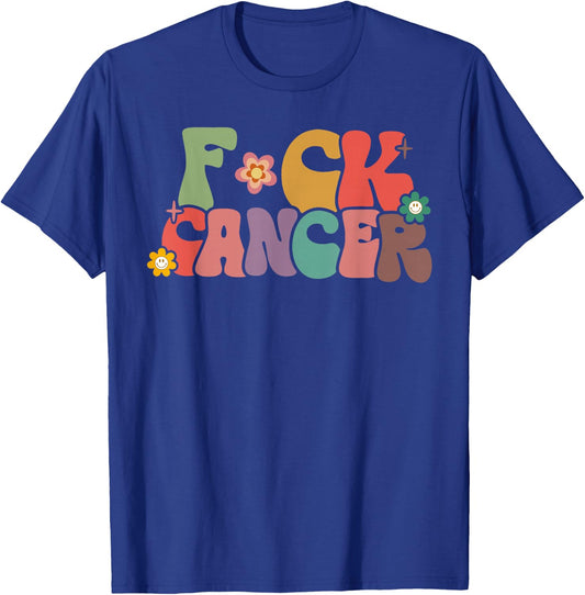 Fuck Cancer Retro Groovy All Cancer Awareness Men Women T-Shirt - T-Shirt | Royal