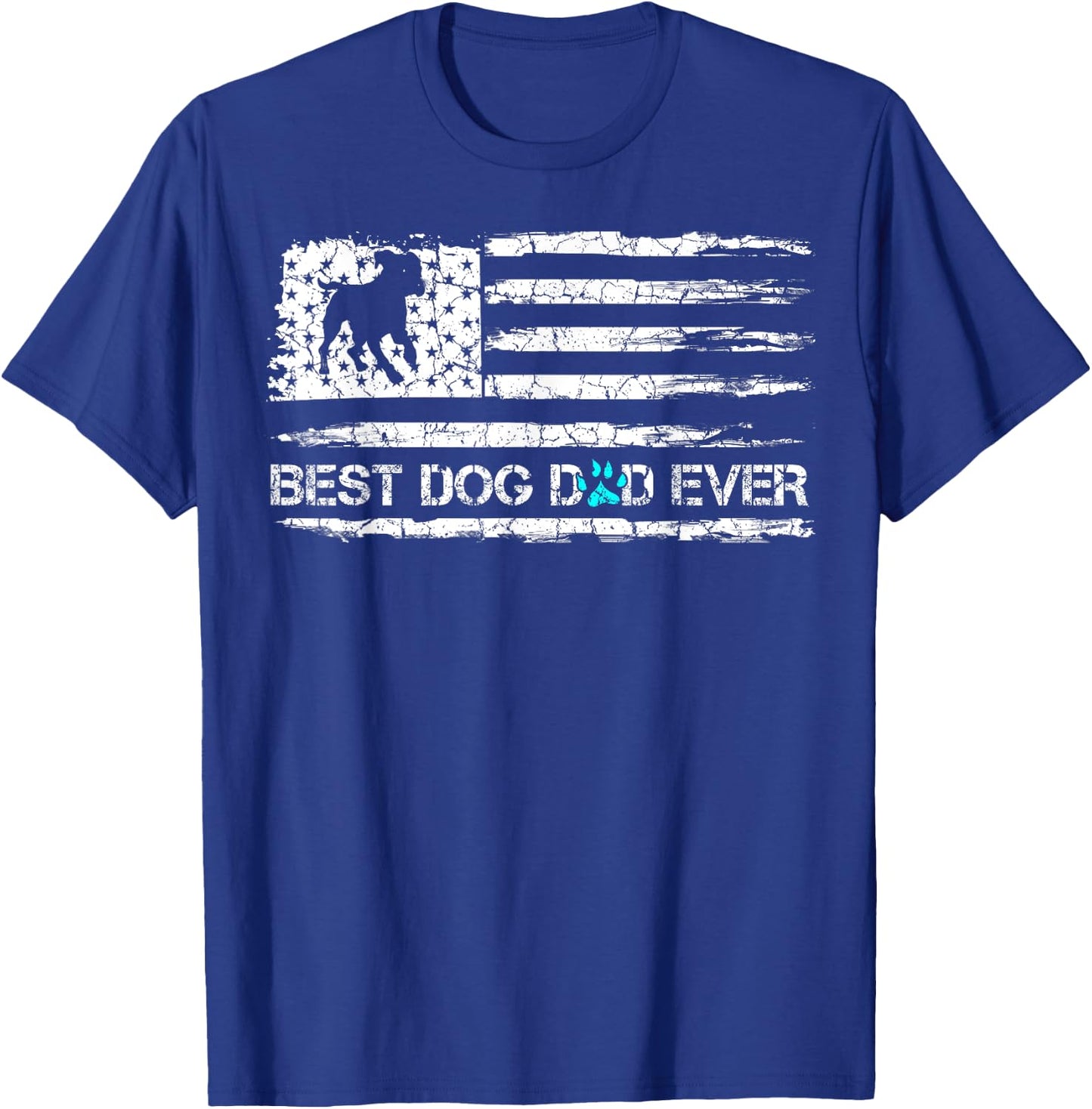 Vintage Best Dog Dad Ever USA Flag, Puppy Daddy T-Shirt - T-Shirt | Royal