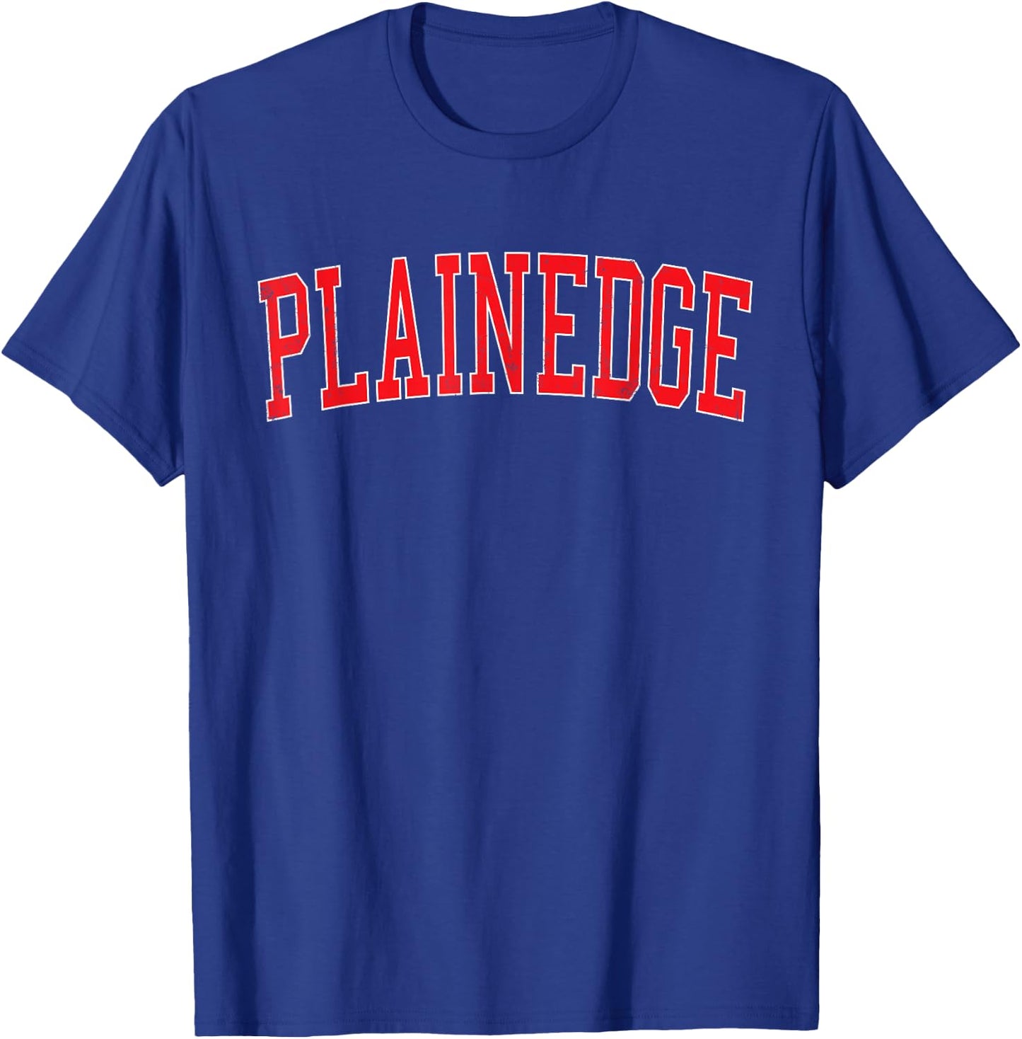 Vintage Plainedge NY Distressed Red Varsity Style T-Shirt - T-Shirt | Royal