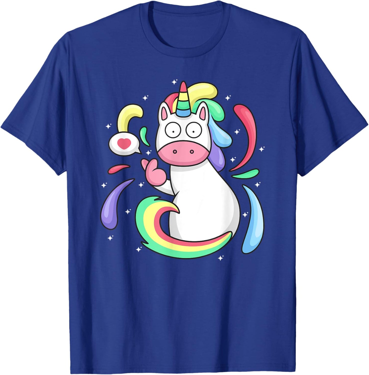 Funny Unicorn Heart Finger Korea Wide Open Eyes Meme Unicorn T-Shirt - T-Shirt | Royal