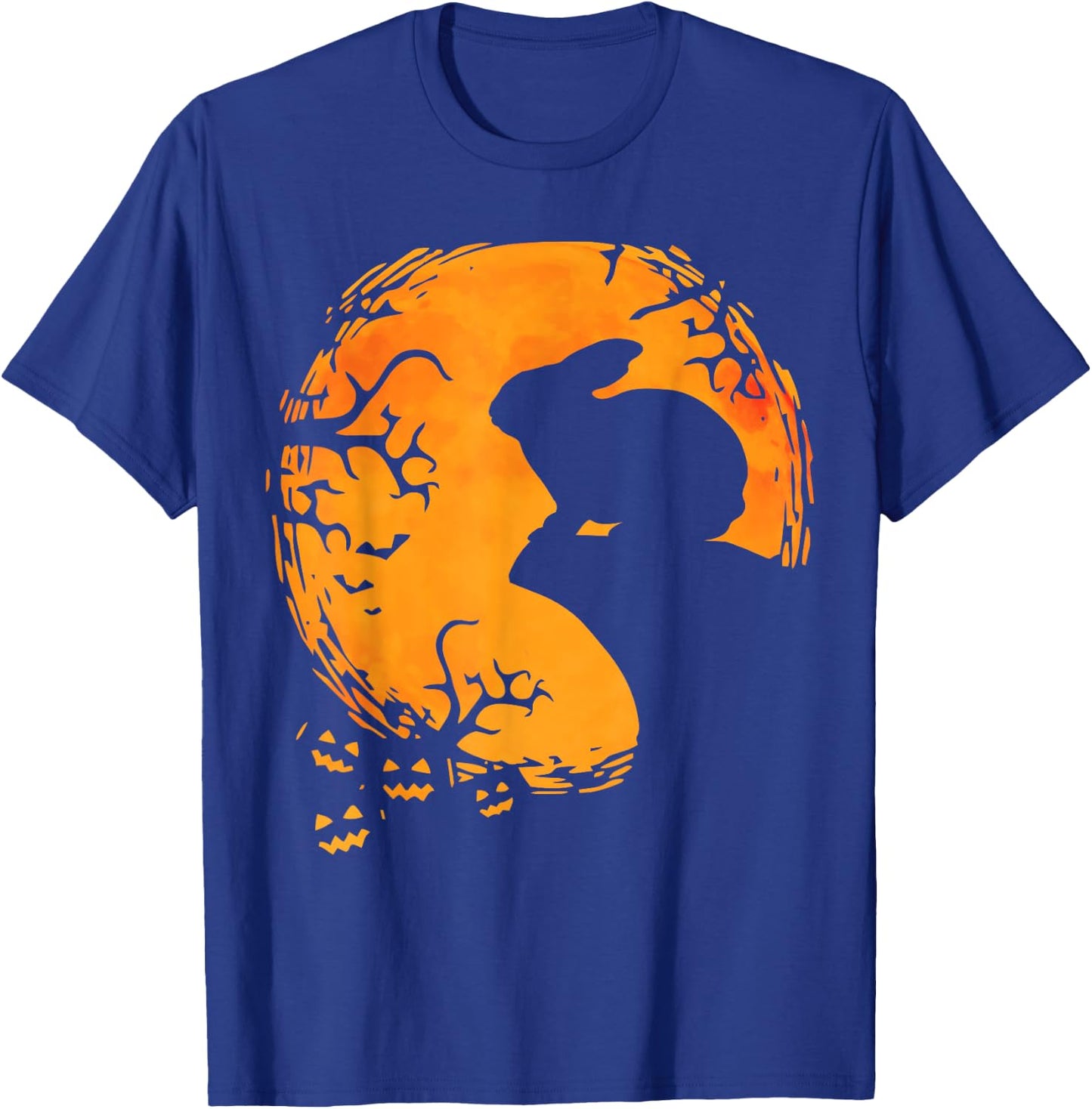 Funny Rabbit Halloween Moon Silhouette Spooky Bunny Lover T-Shirt - T-Shirt | Royal